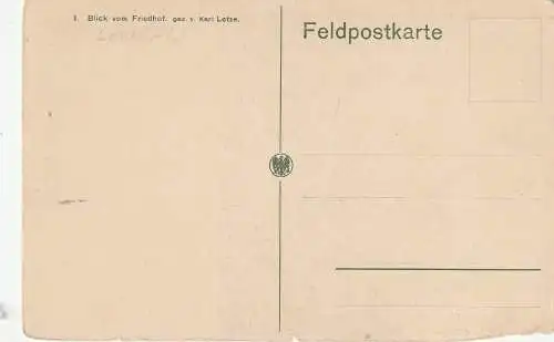 [Ansichtskarte] F 02020 LAON, 1.Weltkrieg, Künstler - Karte Karl Lotze, Blick vom Friedhof. 