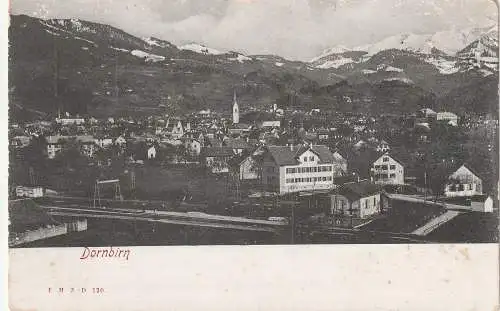 [Ansichtskarte] A 6850 DORNBIRN, Blick über den Ort, 1904, Verlag Zumtobel. 