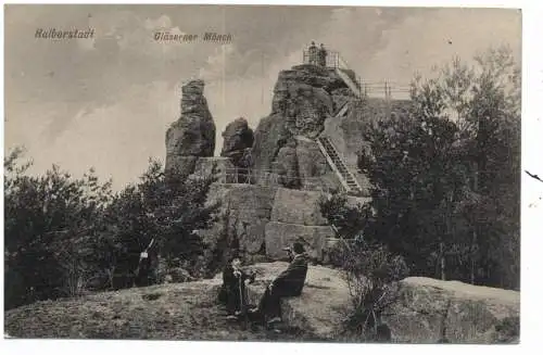 [Ansichtskarte] 0-3600 HALBERSTADT, Gläserner Mönch, Besucher. 