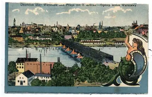 [Ansichtskarte] MEERJUNGFRAU / MERMAID / NIXE / SIRENE - Warschau, Panorama. 