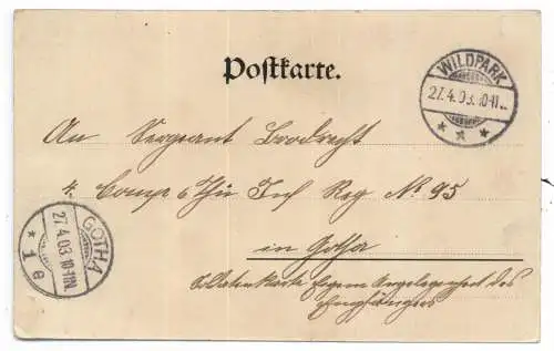 [Ansichtskarte] 0-1500 POTSDAM, Pfaueninsel, 1903, Poststempel "WILDPARK". 