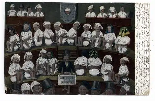 [Ansichtskarte] KINDER - "Öffentliche Sitzung", kl. Druckstelle, 1904. 