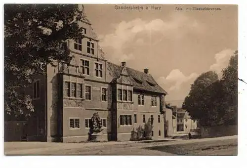 [Ansichtskarte] 3353 BAD GANDERSHEIM, Abtei mit Elisabethbrunnen. 
