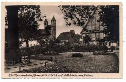 [Ansichtskarte] 3353 BAD GANDERSHEIM, rathaus und Stiftskirche, 1950. 