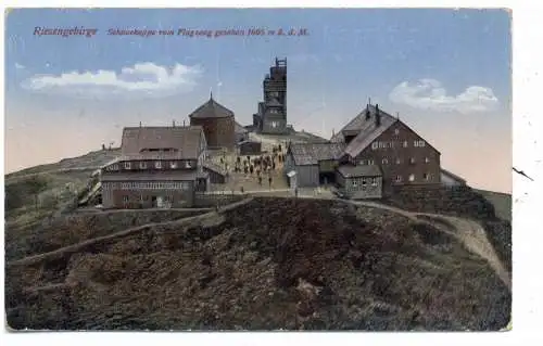 [Ansichtskarte] NIEDER - SCHLESIEN - KRUMMHÜBEL / KARPACZ, Schneekoppe, Fliegeraufnahme. 
