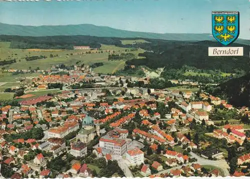 [Ansichtskarte] A 2560 BERNDORF, Luftaufnahme, Stadtwappen. 