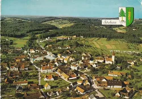 [Ansichtskarte] A 8362 SÖCHAU, Luftaufnahme, Stadtwappen. 