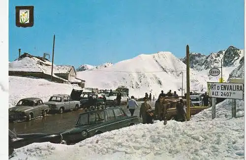[Ansichtskarte] ANDORRA - PORT d'ENVALIRA, ESSO - Station, RENAULT, SIMCA, CITROEN. 