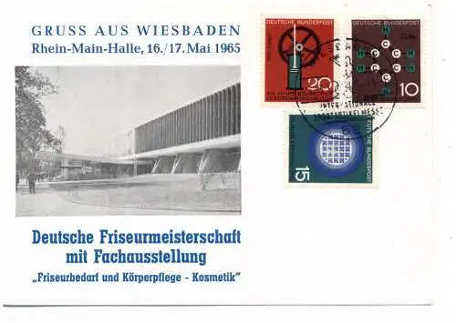 [Ansichtskarte] 6200 WIESBADEN, EREIGNIS, Deutsche Friseurmeisterschaft mit Fachausstellung, Rhein-Main-Halle, 1965. 