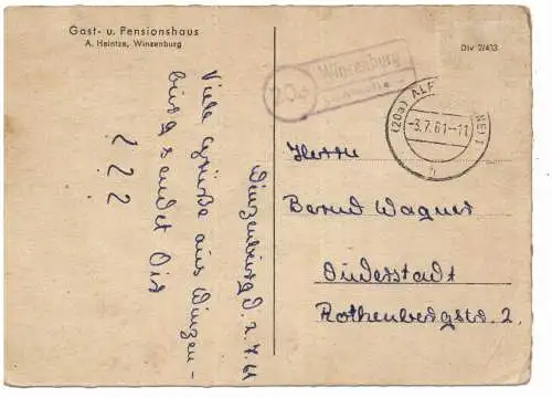 [Ansichtskarte] 3222 FREDEN - WINZENBURG, Aperteich, Gesamtansicht, Kirche, Landpoststempel, Brfm. fehlt, 1961. 