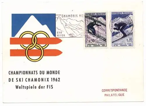 [Ansichtskarte] WINTERSPORT - SKIWELTMEISTERSCHAFTEN 1962 CHAMONIX. 