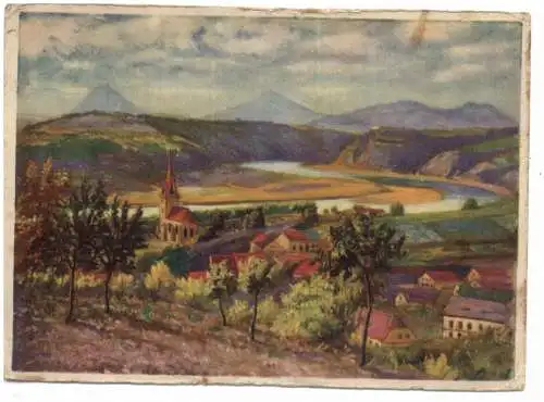 [Ansichtskarte] BÖHMEN & MÄHREN - GROSS CZERNOSEK / VELKE ZERNOSEKY, Künstler-Karte. 