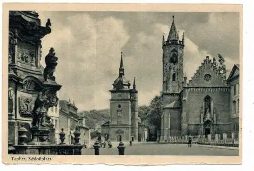 [Ansichtskarte] BÖHMEN & MÄHREN - TEPLITZ / TEPLICE, Schloßplatz, Nachkriegskarte. 