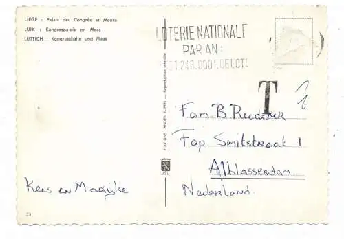 [Ansichtskarte] B 4000  LIEGE / LÜTTICH, Kongresspalast an der Maas, Frachtschiffe. 