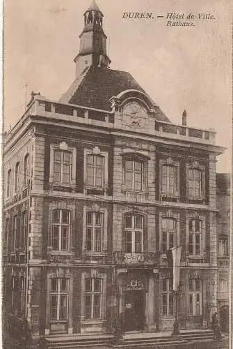 [Ansichtskarte] 5160 DÜREN, Rathaus / Hotel de Ville, franz. Fahne, 1925, franz. Besatzungszeit. 