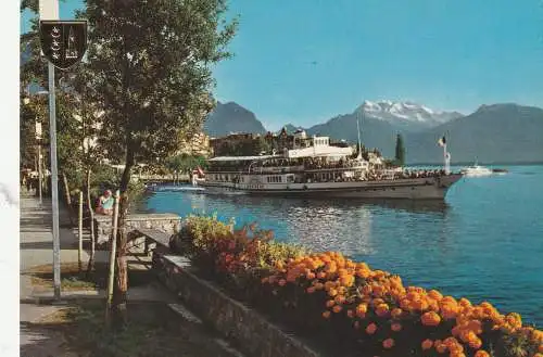 [Ansichtskarte] BINNENSCHIFFE - GENFER SEE / LAC LEMAN, "MONTREUX". 