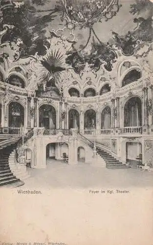 [Ansichtskarte] 6200 WIESBADEN, Königliches Theater, Foyer, Verlag Moritz & Münzel, ca. 1900. 