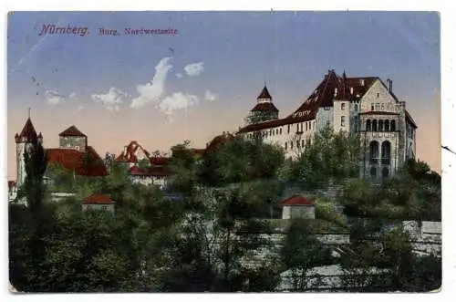[Ansichtskarte] 8500 NÜRNBERG, Burg, Nordwestseite, , Kriegsgefangenen - Sendung, Kgf. - Lager Nürnberg, 1915, nach Frankreich. 