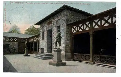 [Ansichtskarte] 6380 BAD HOMBURG, Saalburg, Perystil, Statuen Alexander Serverus & Baldrianus, 1908. 