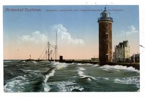 [Ansichtskarte] 2190 CUXHAVEN, Semaphor, Leuchtturm, Telegraphengebäude, 1. Weltkrieg, Feldpost Kaiserliche Marine, Seewehr Abteilung. 