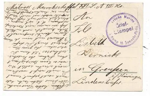 [Ansichtskarte] 2190 CUXHAVEN, Semaphor, Leuchtturm, Telegraphengebäude, 1. Weltkrieg, Feldpost Kaiserliche Marine, Seewehr Abteilung. 