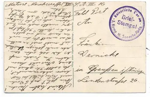 [Ansichtskarte] 2190 CUXHAVEN, Seedeich und evangelische Garnisonskirche, 1. Weltkrieg, Feldpost Kaiserliche Marine, Seewehr Abteilung. 