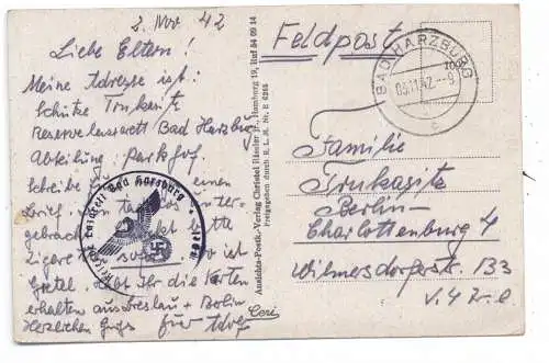 [Ansichtskarte] 3388 BAD HARZBURG, Gesamtansicht 1942, Feldpost Reserve Lazarett Bad Harzburg. 