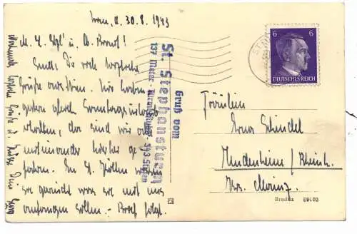 [Ansichtskarte] A 1000 WIEN, Stephanskirche, 1943. 
