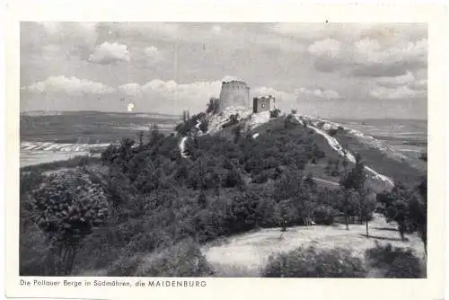 [Ansichtskarte] BÖHMEN & MÄHREN - POLLAU / PAVLOV, Maidenburg im Pollauer Gebirge, Nachkriegskarte. 