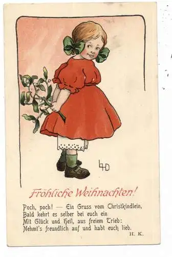 [Ansichtskarte] WEIHNACHTEN - Gruß-Karte Lia Döring, Mädchen mit Mistelzweig, Verlag Theo Ströfer. 