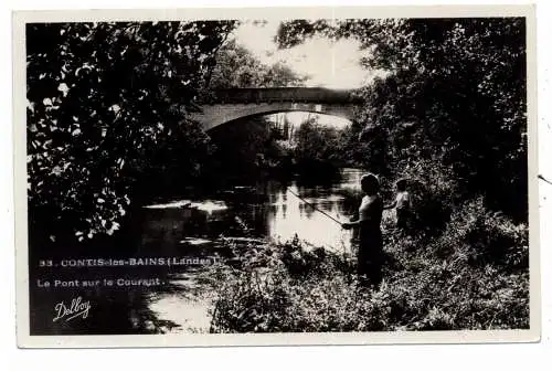 [Ansichtskarte] F 40170 SAINT JULIEN EN BORN - CONTIS-LES-BAINS, Le Pont sur le Courant, Angler. 