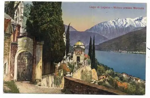 [Ansichtskarte] CH 6922 MORCOTE TI, Blick auf den Friedhof und Luganer See, 1932. 