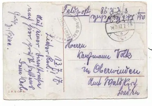 [Ansichtskarte] B 9000 GENT, Justizpalast, deutsche Feldpost, 1917. 