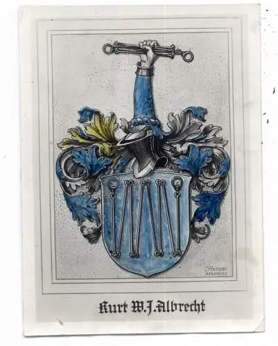 [Ansichtskarte] 3353 BAD GANDERSHEIM, Familienwappen Kurt W.J. Albrecht, 12 x 8,7 cm. 