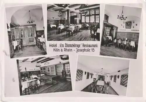 [Ansichtskarte] 5000 KÖLN, Hotel / Restaurant "Em Blomekörvge", Josephstrasse. 