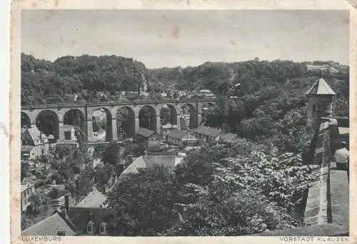 [Ansichtskarte] L 1000 LUXEMBURG STADT, Vorstadt Klausen, deutsche Feldpost Januar 1945, Verlag Heinrich Hoffmann  # L 034. 