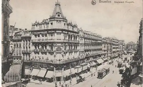 [Ansichtskarte] B 1000 BRUSSEL, Boulevard Anspach, deutsche Feldpost 1914. 