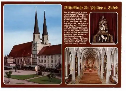 [Ansichtskarte] 8262 ALTÖTTING, Stiftskirche St. Philipp und Jakob, Chronik AK. 
