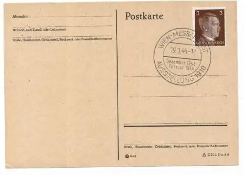 [Ansichtskarte] A 1000 WIEN, Postgeschichte, Sonderstempel Ausstellun 1910, Messepalast, 1944. 
