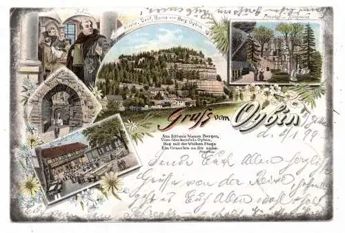 [Ansichtskarte] 0-8806 OYBIN, Lithographie 1899, Mönche, Kloster, Wirtschaft... 