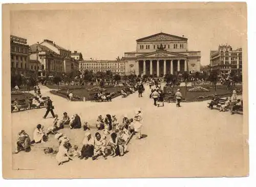 [Ansichtskarte] RU 101000 MOSKAU / MOSKWA, Place Sverdloff, Bolshoi Theater, animierte Szene, 1929. 