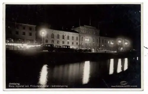 [Ansichtskarte] S 55001 JÖNKÖPING, Stora Hotellet och Frimurarehotellet, Oldtimer, Freimaurer / Free Masonic / Francs-macons, 1936. 