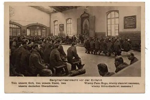 [Ansichtskarte] OBER - SCHLESIEN, Bergmannsandacht vor der Einfahrt, Verlag Rotophot - Berlin. 