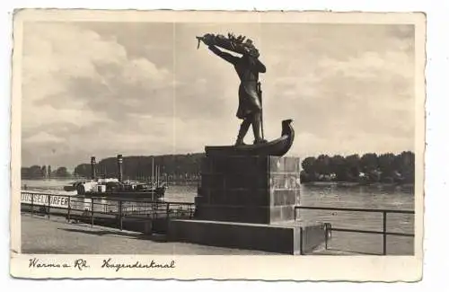 [Ansichtskarte] 6520 WORMS, Hagendenkmal, Anleger der Köln - Düsseldorfer, Frachtschiff - Schlepper. 