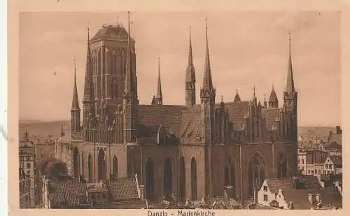 [Ansichtskarte] DANZIG, Marienkirche, deutsche Feldpost nach Köln, 1916, Verlag Stengel. 