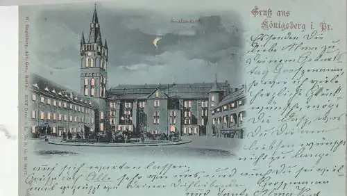 [Ansichtskarte] OSTPREUSSEN - KÖNIGSBERG, Schloßhof, Mondscheinkarte / Halt gegen das Licht / Hold to light, 1902. 