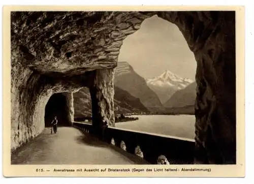 [Ansichtskarte] CH 6440 BRUNNEN SZ, Axenstrasse, Aussicht auf Bristenstock, Halt gegen das Licht / Hold to light. 