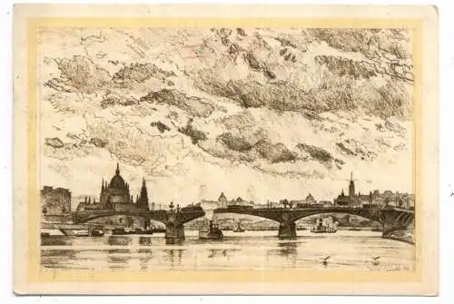 [Ansichtskarte] H 1000 BUDAPEST, Gesamtansicht, Künstler-Karte 1938, Werbe-Karte in die Niederlande. 