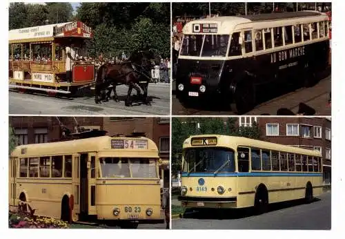 [Ansichtskarte] B 1000 BRUSSEL, Autobus / Trolleybus & Paardentram. 
