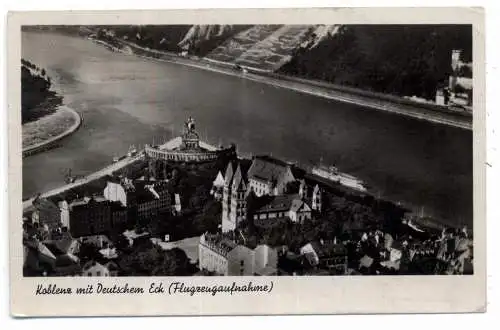 [Ansichtskarte] 5400 KOBLENZ, Deutsches Eck, Fliegeraufnahme, 1953. 